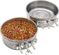 PINVNBY 2pcs Stainless Steel Bird Bowl - XL Water Dish for Parrot, Parakeet, African Greys, Conure, Cockatiels, Lovebird, Budgie, Chinchilla