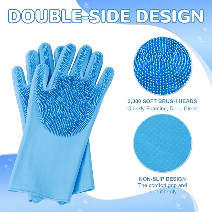 WJWJA-Pet Grooming Gloves - Dog Bath Gloves - Reinforced 5 Finger Design - Perfect for Cat Bath Gloves - Massage - Hair Removal Tool