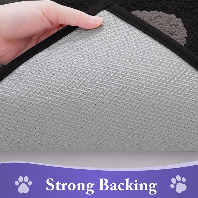 Buganda Dog Door Mat for Muddy Paws, Absorbent Dirt Trapper Non Slip Indoor Doormats, Washable Low-Profile Mat for Mud Dogs, Entryway Carpet for Inside Floor (30x20 Inches, Black and Grey)