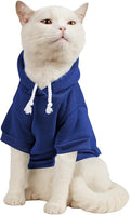 QWINEE Basic Dog Hoodie Sweatshirt Puppy Sweater Warm Cat Costumes Pet Clothes for Chihuahua Puppy Kitten Small Medium Dogs Royal Blue Large