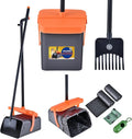 Dog Pooper Scooper Swivel Bin & Rake Kit with 55 Waste Bags, 46" Long Handle Adjustable Portable Non-Breakable Poop Scooper Easy to Clean Pet Waste
