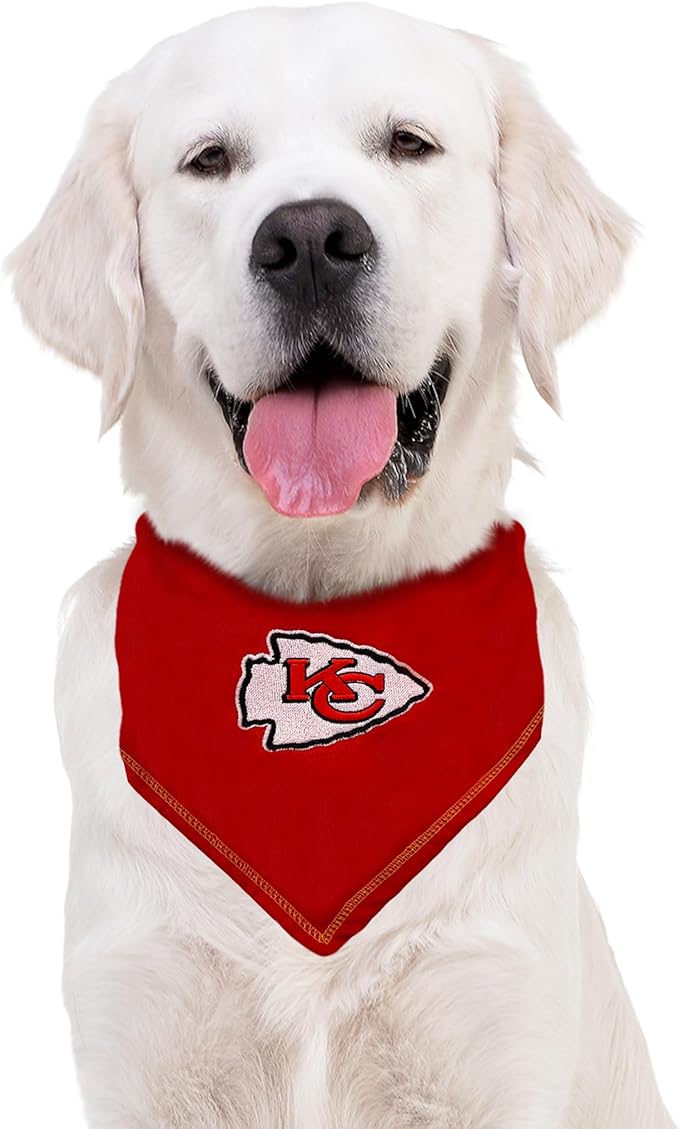 Pets First NFL Kansas City Chiefs TIE Bandana, Small/Medium. Dog Bandana Scarf Bib for Pet Cat Dog. The Ultimate Game-Day, Party Bandana (KCC-3550-S-M)
