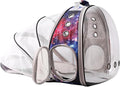 Galaxy Blue Cat Bubble Backpack, Back Extension Space Capsule Astronaut Clear Window Fit up to 12 Pounds Cat, Vet Transport Carry Bookbag, Airline Approved