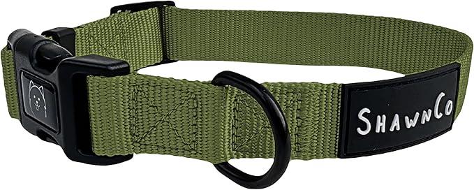 ShawnCo Dream Walk Dog Collar- Premium, Adjustable and Comfortable Pet Collar for Small, Medium, Large and Extra Large Dogs (M, Olive Green)