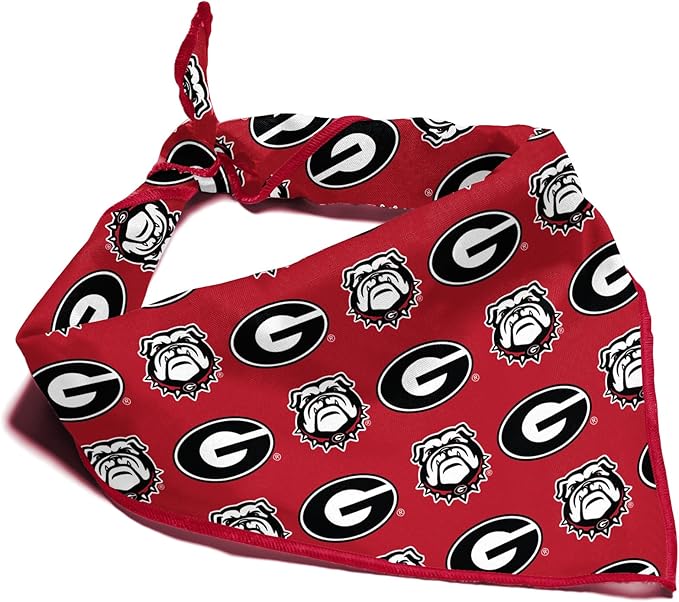 Georgia Bulldogs Officially Licensed Bandana for Dogs and Cats | Fits Pets Great Gift Idea | Easy-to-Tie (Small, 13")