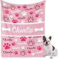 Personalized Dog Blanket, Customized Pet Blankets with Name Picture, Throw Blanket for Small Medium Large Dog Puppy Cat (E-Pink)