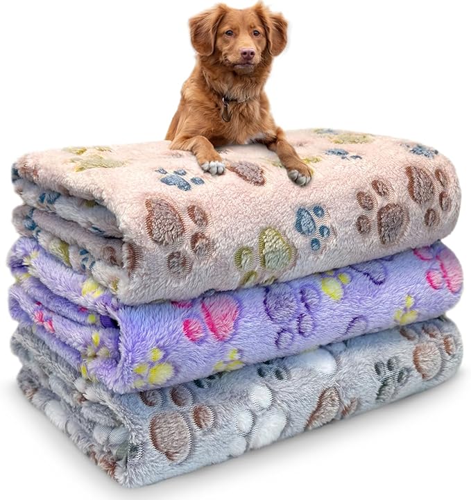 Dog Blankets for Medium Large Dogs Washable, 3 Pack Pet Blanket Washable 41" x 31", Fuzzy Soft Puppy Throw Cover for Kennel Crate Bed