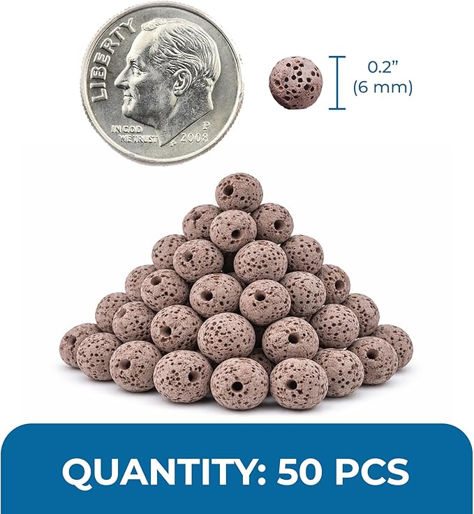 SunGrow 50 Pumice Beads for Betta Fish, Volcanic Lava Rocks for Filtration, 0.2" Aquarium Decor, Anchor Plants in Pores, Helps with Aeration, Hiding Spot for Fry in Freshwater and Saltwater Tanks