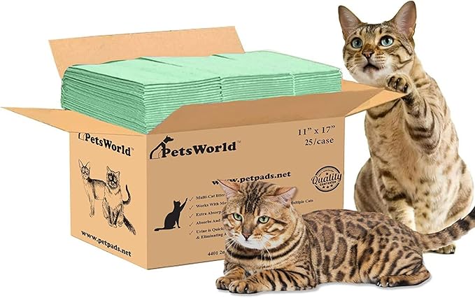 PetsWorld Universal Fit Multi-Cat Pad Refills for Litter Box, Fresh Scented, Ultra-Absorbent, Odor Control, Pack of 25