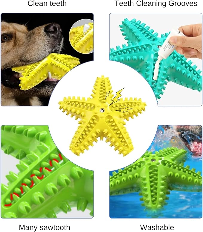Chew Toy for Dog Toothbrush Stick Dog Toys for Aggressive Chewers Interactive Toys Treats Tough Toy to Keep Them Busy Chew Toys for Small Dogs (Star Toy - Yellow)