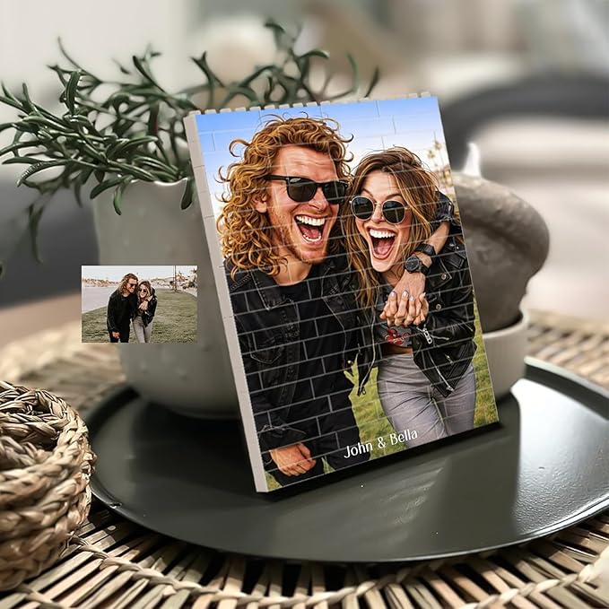 NAZENTI Custom Photo Building Block gifts for Couple, Personalized Couple Photo Caricatures Block for Him Husband, Couples Puzzle Funny Gift for Valentine, Birthday Present For Her, Home Decor