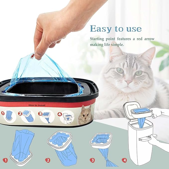 Cat Litter Refill Bags Cartridge Compatible with Cat Genie Standard, Plus and XL Pail Refills, Pet Waste Bags Litter Box Accessories,Pack of 4
