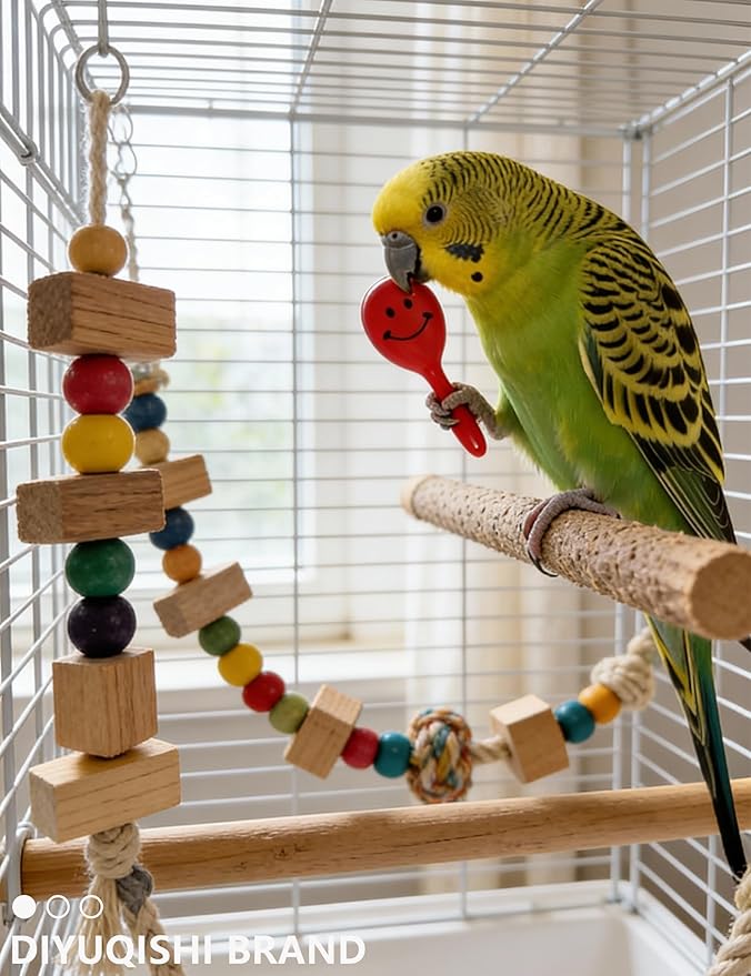 23-Pack Bird Toys for Parrots – Natural Rattan & Plastic Bell Balls – Safe, Fun Cage Decor & Foot Exercise (1.6'' - 2.8'')
