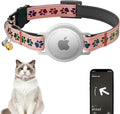 AirTag Cat Collar, Breakaway Cat Tracker Collar, Airtag Holder Compatible with Apple Air Tag, [Lightweight & Scratch Resistant] Adjustable Comfortable GPS Pet Collar for Cats Kittens, Pink