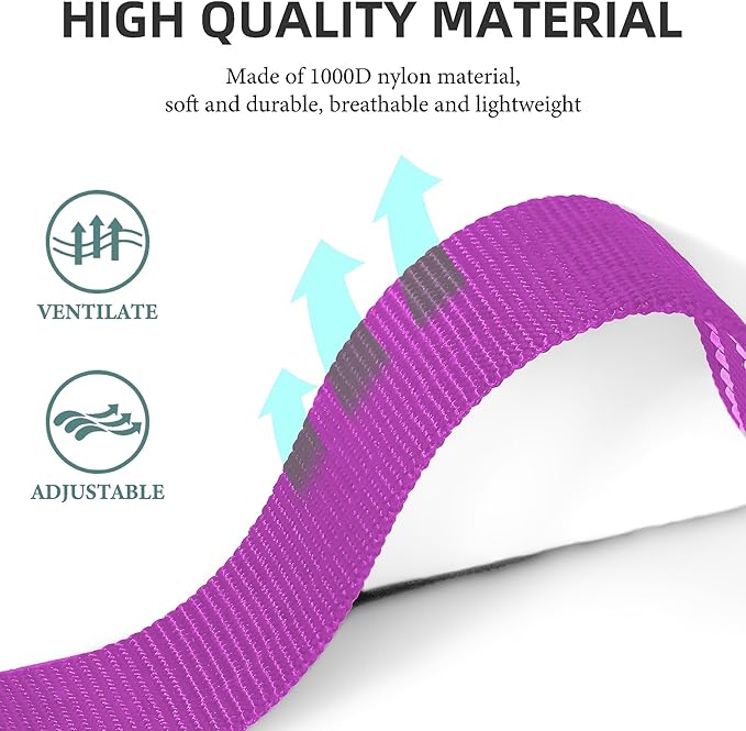 Collar Replacement Strap, Reflective Replacement Nylon Collar Strap Dog GPS Training Bark Receiver Collars, Durable Adjustable E Collar Straps for Small Medium Large Dogs, Purple