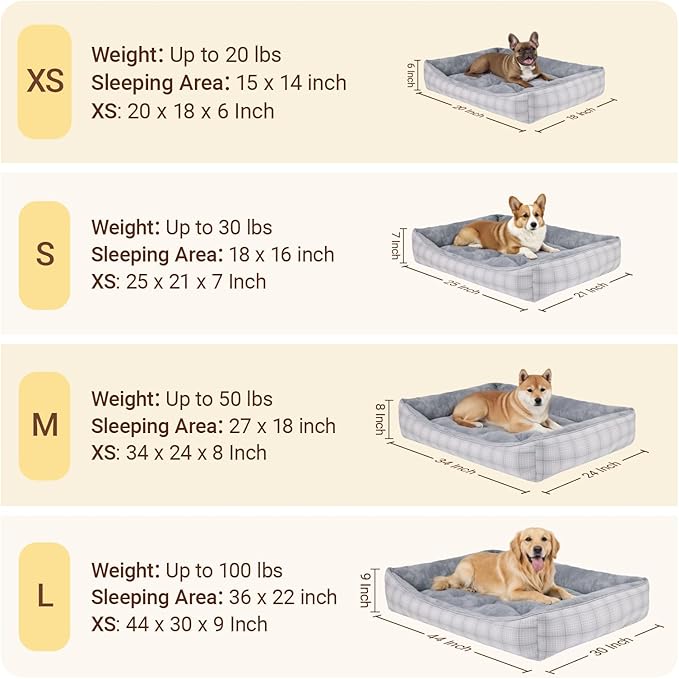 MIHIKK Rectangle Dog Beds for Extra Large Dogs & Cats, Orthopedic Sleeping Pet Bed for Couch with Durable Puppy Cuddler and Anti-Slip Bottom Machine Washable 44 * 30 Inch (Gray)