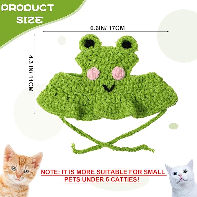 Charming Cat Hat Small Cartoon Themed Knit Cute Cats Bonnet Soft Festive Cats Costumes Halloween Christmas Holiday Party Clothes Head Wear Accessories for Puppy Cat Kitten Dogs Pets Animals (Green)