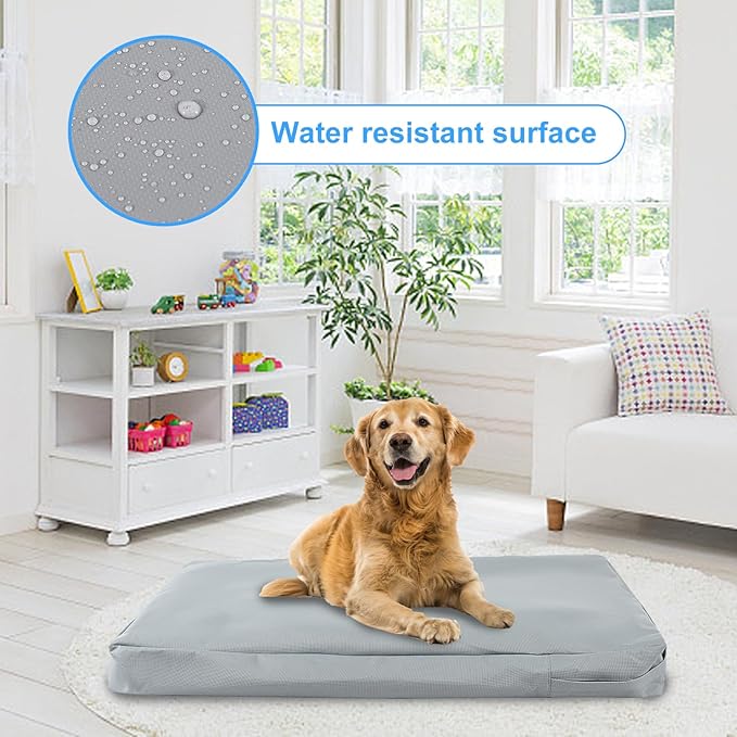 Waterproof Dog Bed Cover Replacement for 48 Inch Wire Crates, Heavy Duty Oxford Fabric Pet Bed Sleeve with Zipper, Washable & Durable Mattress Protector for Puppy, 46" L x 29" W x 4" H (Cover Only)