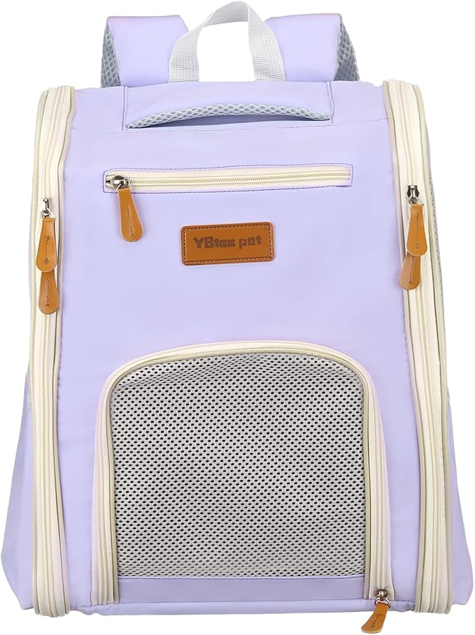 Pet Backpack Carrier, Portable and Ventilated, Oxford Cloth, Dogs Cats and Small Animals Travel Bag 12.6", (Purple, 1 Pcs), Intended for Hiking/Camping/Traveling