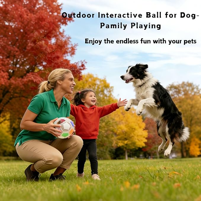 Dog Calming Ball with Handle, Interactive Ball for Playing with Pet Dogs, Interactive Soccer Toy with Squeaking Tennis Ball Inside, for Water Play, Training & Outdoor Games (White)