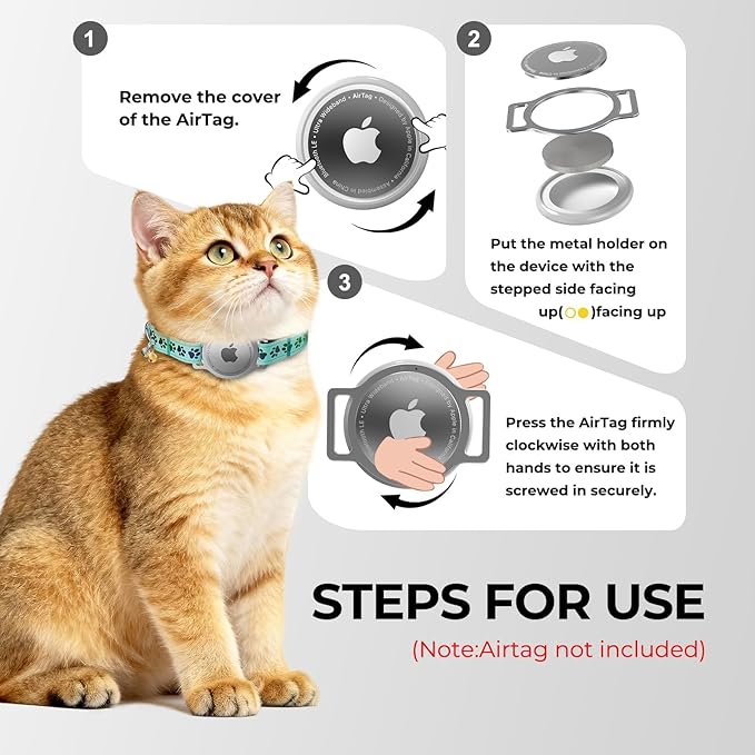 AirTag Cat Collar, Breakaway Cat Tracker Collar, Airtag Holder Compatible with Apple Air Tag, [Lightweight & Scratch Resistant] Adjustable Comfortable GPS Pet Collar for Cats Kittens, Blue