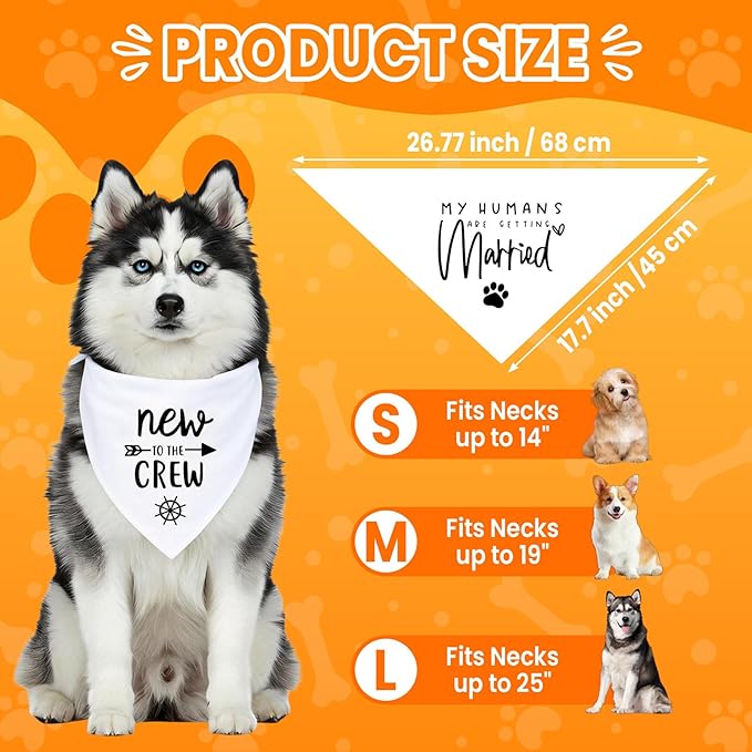 New to The Crew Dog Bandana New Puppy Announcement Gender Reveal Gift for New Owners Puppy Bandana Dog Owner Gifts Soft Triangle Bibs Scarf Accessories for Small Medium Dogs Pets (White)
