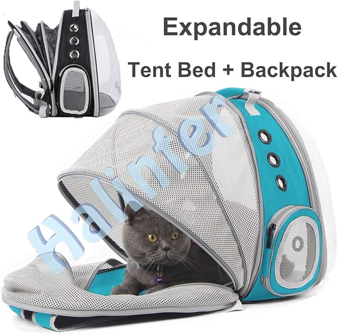 Back Expandable Cat Backpack Carrier, Fit up to 12 lbs, Space Capsule Bubble Window Pet Carrier Backpack for Cat and Small Puppy