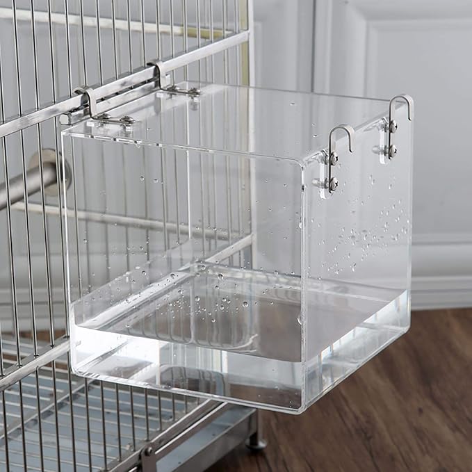 Hanging Bird Bath Cube Bird Bathtub Bath Shower Box Bowl Cage Accessory for Small Bird Canary Budgerigar Parrots Crested Myna Cockatiel