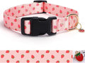 Pink Strawberry Pattern Dog Collar with Buckle Adjustable Safety Nylon Collars for Small Medium Large Dogs, Cute Stylish Girl Boy Christmas Dog Collar(Pink Strawberry,XS)