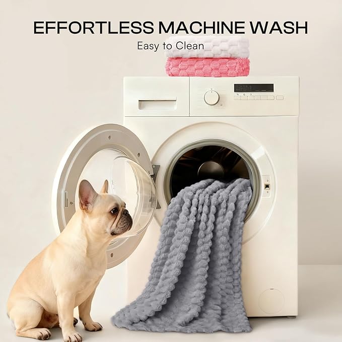 Luciphia Soft 300GSM Fleece Pet Blanket for Small Medium Large Dogs Washable 3D Textured Flannel Cat Puppy Decorative Furniture Protector Throw Durable Grey, M(30''x20'')