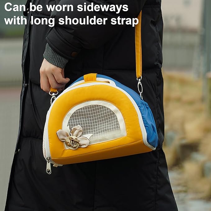 ABLAZEZAI Guinea Pig Carrier, Small Animal Snake Travel Bag, Breathable Outdoor Portable Pouch for Chinchilla Hamster Bird Bunny Hedgehog Sugar Glider Gerbil (Orange)