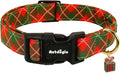 Medium Christmas Dog Collar,Adjustable Dog Christmas Collars, Red Green Plaid Puppy Collar, Cute Dog Collars Holiday Collar for Girl Boy Dogs-M