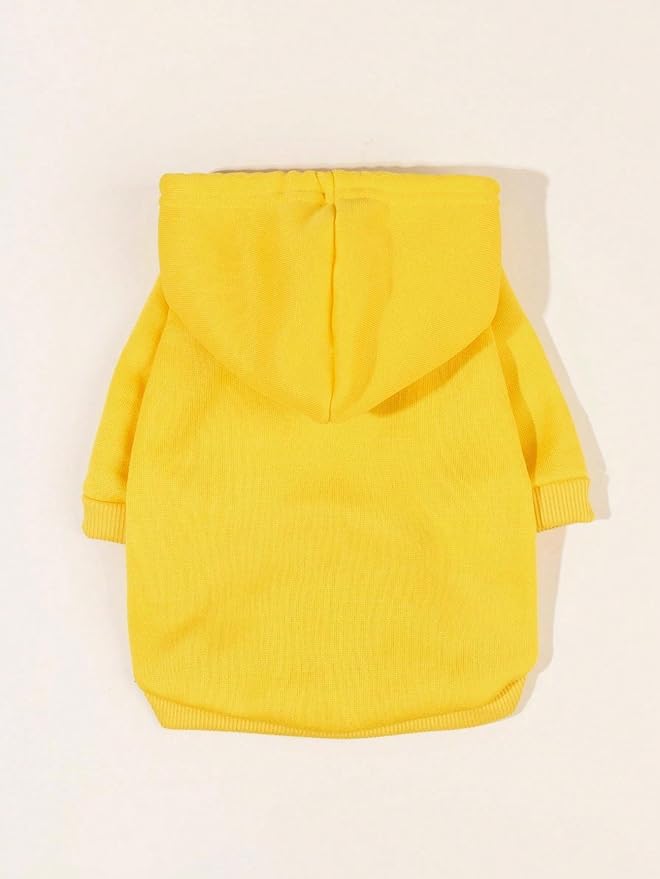 QWINEE Basic Dog Hoodie Sweatshirt Puppy Sweater Warm Cat Costumes Pet Clothes for Chihuahua Puppy Kitten Small Medium Dogs Yellow Medium