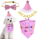 hoyuwak Dog Birthday Party Supplies Girl Boy Dog Birthday Bandana Bow Hat with Numbers for Small Medium Large Pets