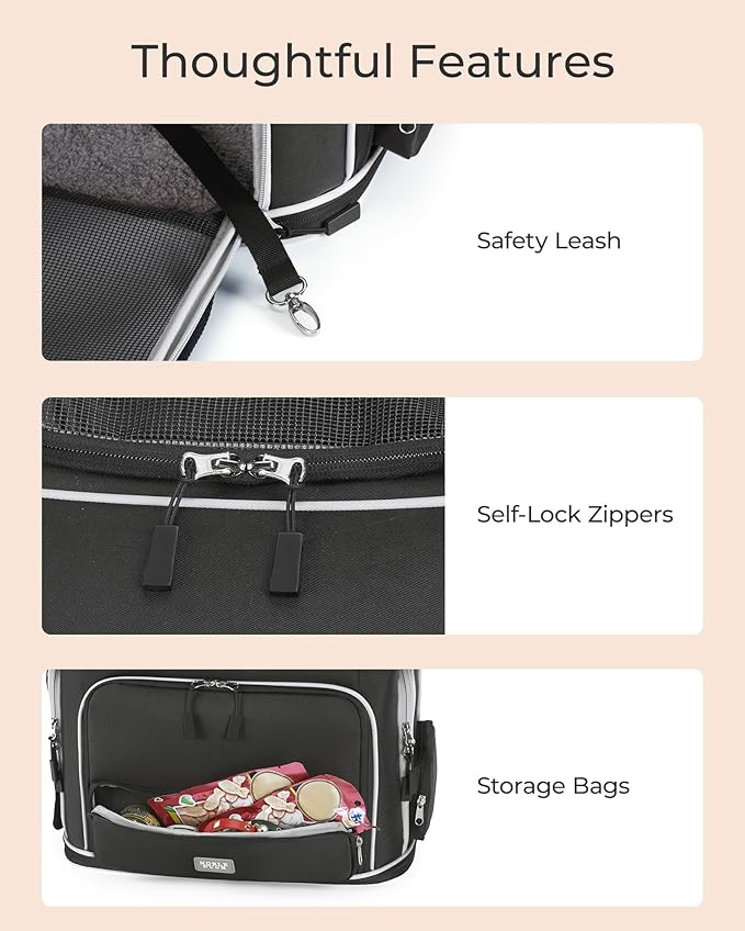 Expandable Pet Carrier: NOBLE DUCK Soft-Sided Cat Dog Carrier 17x11.8X(11.6+4.3) Inches Small Medium Cats Dogs Portable Travel Carrier Up to 25 Lbs Black