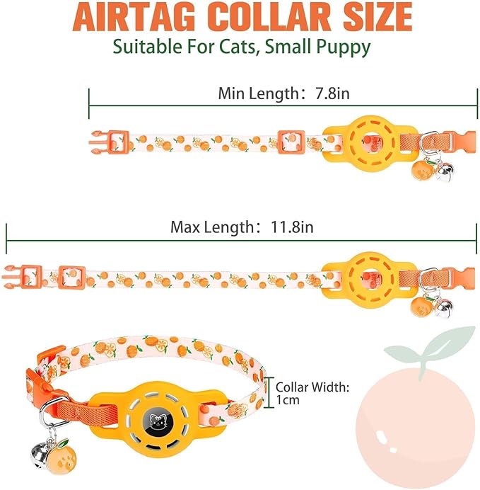 BINGPET AirTag Cat Collar with Bells, Upgraded Safety Elastic Cat Collar with Airtag Cat Collar Holder, Anti-Lost Cat Collars for Girl Boy Cats, Anti-Suffocation Kitty Puppy Collars