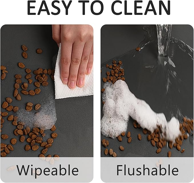 YCT Pet Cat Food Mats - Non-Slip Super Absorbent, 18.1 x 11.8 inches, Dark Grey