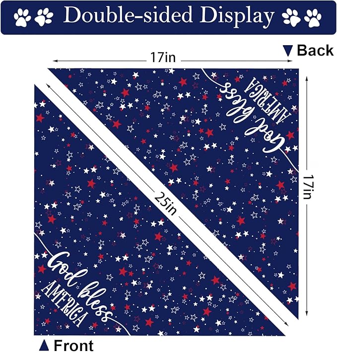 4th of July Dog Bandanas, Patriotic Party Pet Decorations 2 Pack, Adjustable Independence Day Holiday Bandana American Flag Triangle Bibs Cat Scarf Set