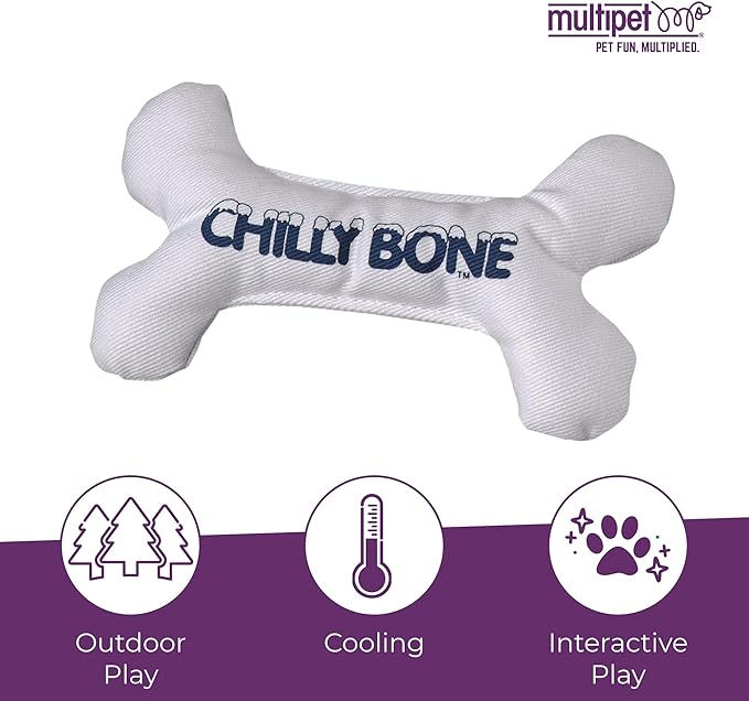 Multipet Chilly Bone Dog Toy - Vanilla-Scented Canvas Freezable Teething Toys - Frozen Toy for Chewing & Playing - Freezable Dog Toys (1 Count, 7”)