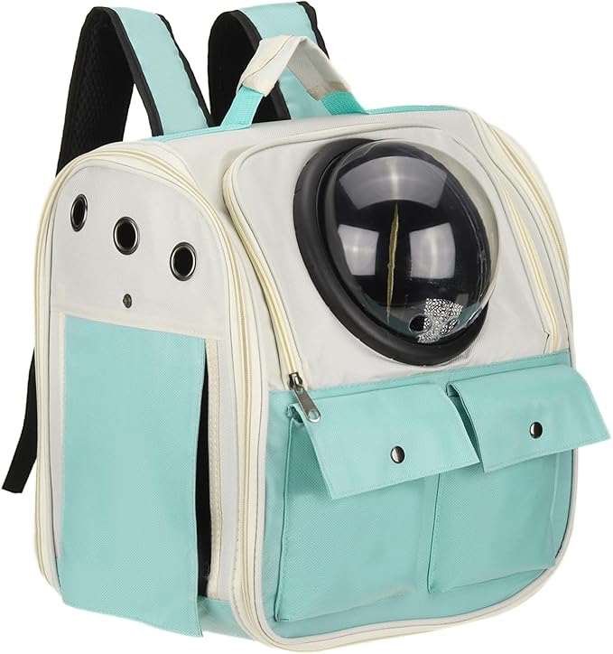 Pet Backpack Carrier, Portable and Ventilated, Oxford Cloth, Dogs Cats and Small Animals Travel Bag 12.99", (Blue, 1 Pcs), Intended for Hiking/Camping/Traveling