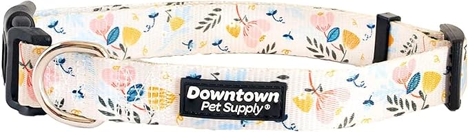 Downtown Pet Supply - Best, Cute & Fancy Dog Collar - Lightweight Adjustable Dog Collar with Quick Buckle & D-Ring - Hand Wash Safe - Floral - S - Small Dog Collar