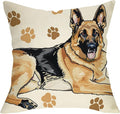 German Shepherd Dog Decorative Throw Pillow Cover 18 x 18, Cute Puppy Paw Prints Porch Outdoor Home Decor, Sofa Couch Cushion Case Pet Dog Owner Lover Gifts