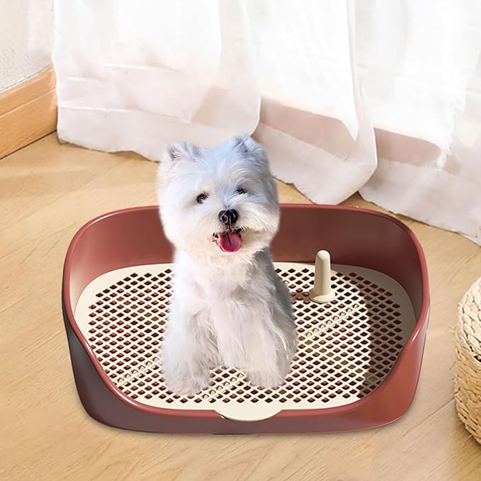Dog Tray with Wall for Cats and Dogs, Elevated Pet Feeding Station, Wall-Mounted Pet Bowl Tray with Barrier, Multi-Level Pet Food Dispenser for Clean Feeding- Red L