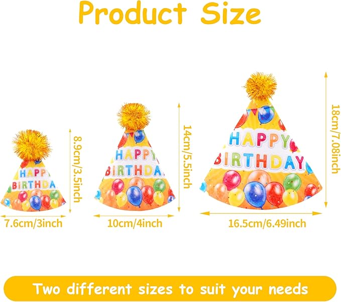 6pcs/Pack Dog Birthday Hats Party Hats for Large XL XXL Dog Boy Girl Birthday Costume Accessories