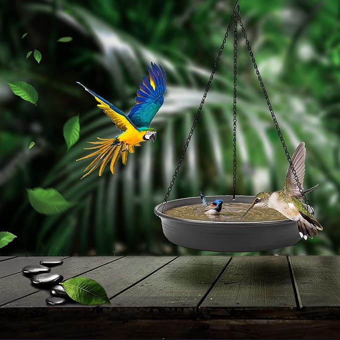 Hanging Bird Bath Hanging Bird-Feeder - CARGEN Garden BirdBath Tray Wildlife Feeder Plate Water Bowl or Water Bowl for Outdoors Garden Patio Decoration