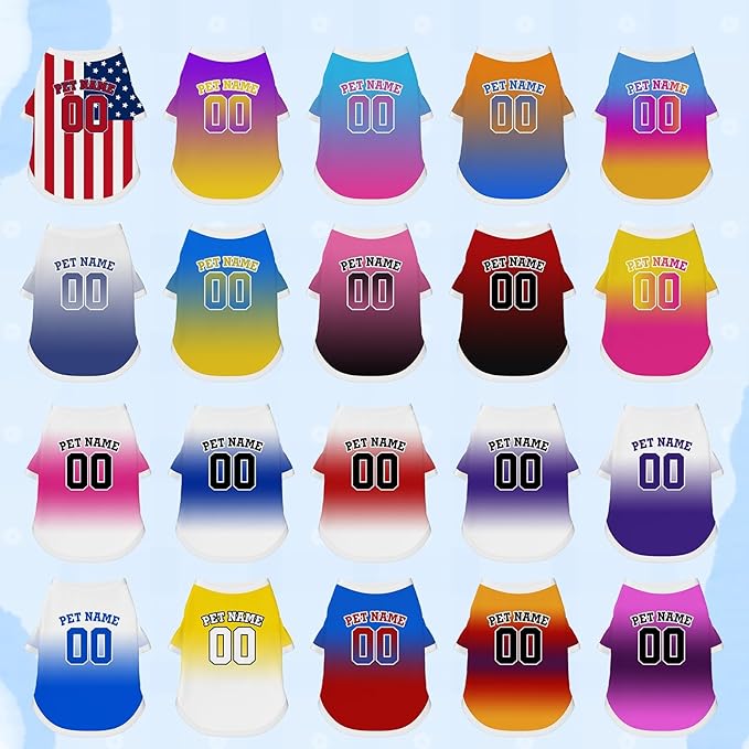 Custom Dog Shirt Personalized Pet Jersey Shirts with Name Photo Text Logo Customized Dog Pullover T Shirt Gifts for Small Medium Large Dogs Cats