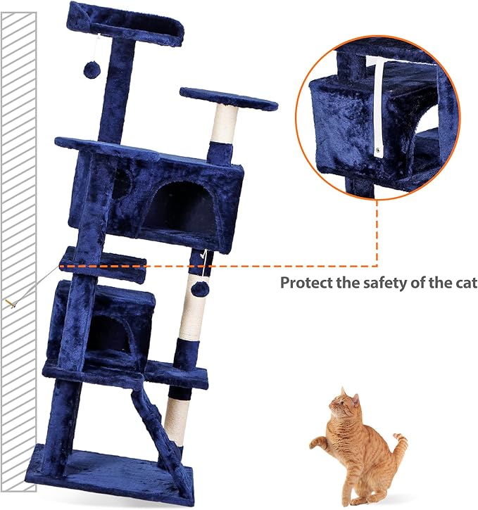 Nova Microdermabrasion 54 in Cat Tree Tower for Indoor Cats Multi-Level Cat Condo Cat Bed Furniture with Scratching Post Kittens Activity Center