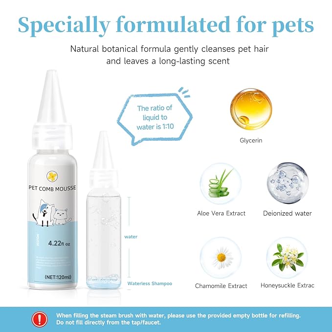 Pet Steam Brush for Dog & Cat – shower bath brush – Steam for Shedding & Grooming Water Brush for Long & Short Haired Pets Spritz Defur Comb 3-in-1 Spray Hair Removal Comb