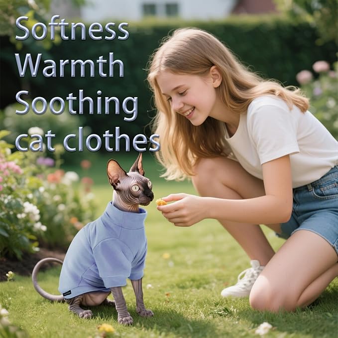 Fleece Sphynx Cat Clothes Soft Hairless Cat Clothes Pullover Cat Sweater for Chihuahua All Season Light and Warm Kitten Cloth for Cats Only Puppy Clothes Small Dog Sweater (Purple, Small)