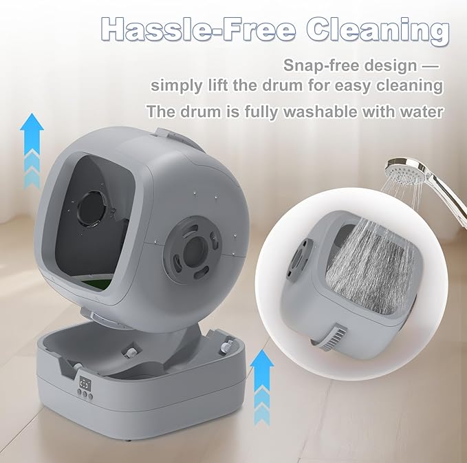 Automatic Cat Litter Box Self Cleaning - APP Control - Weight Monitoring - Ultra-Quiet, Medium Cats and Kittens Litter Box, Safe Anti-Pinch【Assembly Required】- Grey